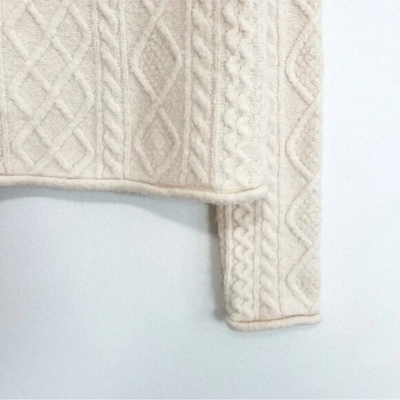 J.Crew Cable Knit Rollneck Sweater – Cream Merino Wool/Alpaca Blend – XS - Picture 4 of 5